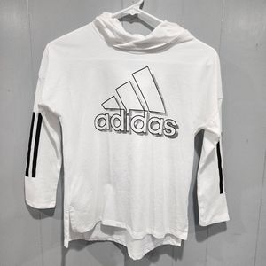 Adidas Girls' Long Sleeve Hooded Tee T-Shirt 10/12